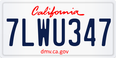 CA license plate 7LWU347