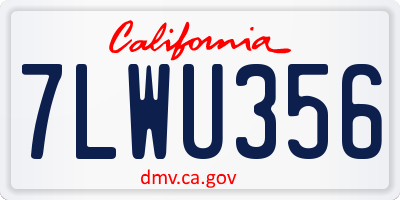 CA license plate 7LWU356