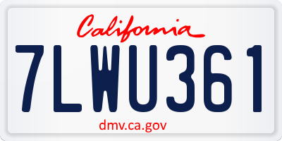 CA license plate 7LWU361