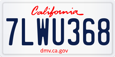 CA license plate 7LWU368