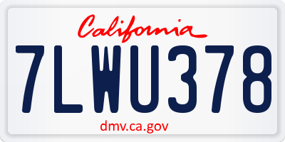 CA license plate 7LWU378