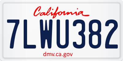 CA license plate 7LWU382