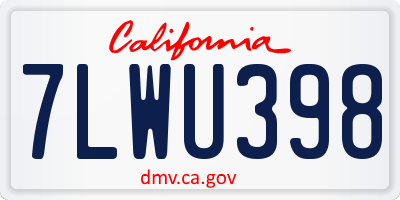 CA license plate 7LWU398