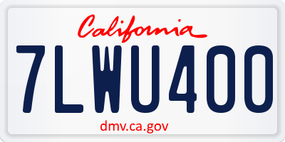 CA license plate 7LWU400