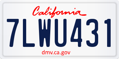 CA license plate 7LWU431