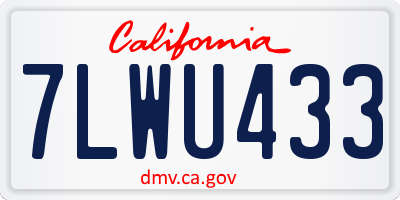 CA license plate 7LWU433