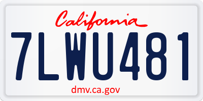 CA license plate 7LWU481