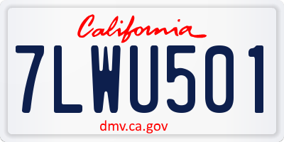 CA license plate 7LWU501