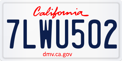 CA license plate 7LWU502