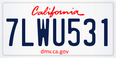 CA license plate 7LWU531