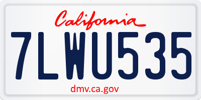 CA license plate 7LWU535
