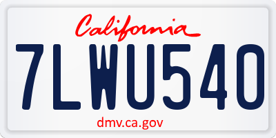 CA license plate 7LWU540