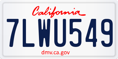 CA license plate 7LWU549