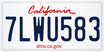 CA license plate 7LWU583