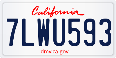 CA license plate 7LWU593