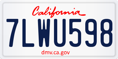 CA license plate 7LWU598