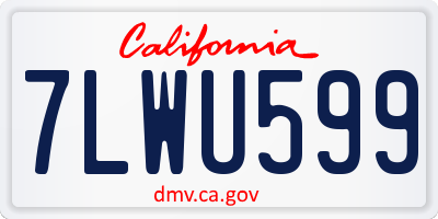 CA license plate 7LWU599