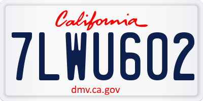 CA license plate 7LWU602