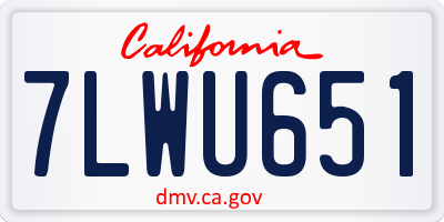 CA license plate 7LWU651