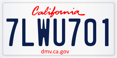 CA license plate 7LWU701