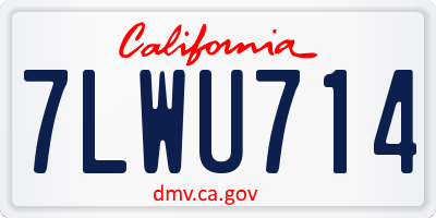 CA license plate 7LWU714