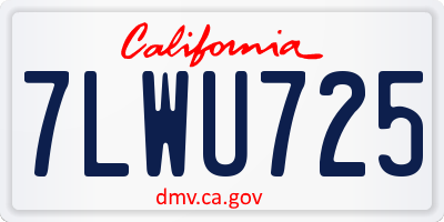 CA license plate 7LWU725