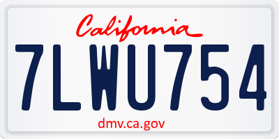 CA license plate 7LWU754