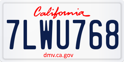 CA license plate 7LWU768