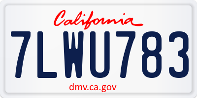 CA license plate 7LWU783