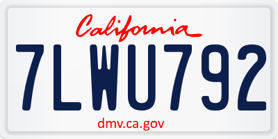 CA license plate 7LWU792