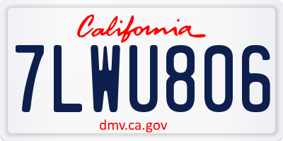 CA license plate 7LWU806