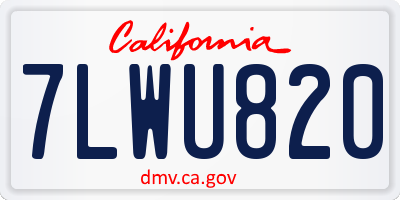 CA license plate 7LWU820