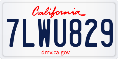 CA license plate 7LWU829