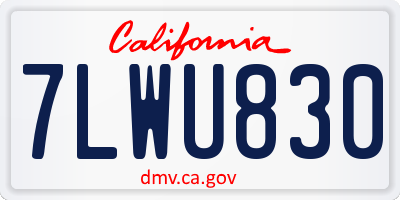 CA license plate 7LWU830