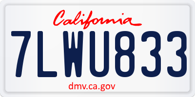 CA license plate 7LWU833