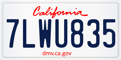 CA license plate 7LWU835