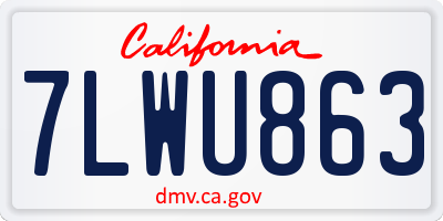 CA license plate 7LWU863