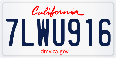 CA license plate 7LWU916