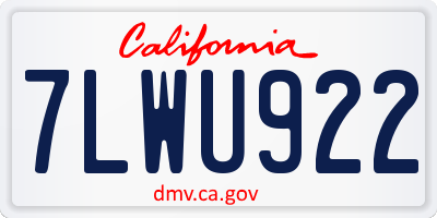 CA license plate 7LWU922