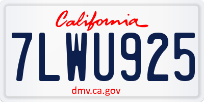 CA license plate 7LWU925