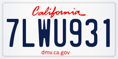 CA license plate 7LWU931