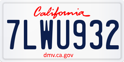 CA license plate 7LWU932