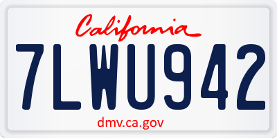 CA license plate 7LWU942
