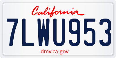 CA license plate 7LWU953