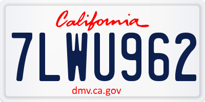 CA license plate 7LWU962