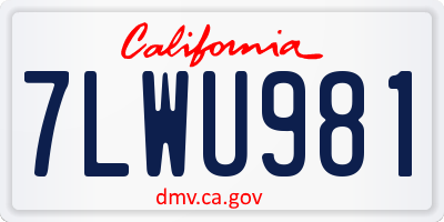 CA license plate 7LWU981
