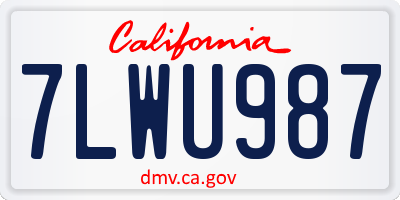 CA license plate 7LWU987