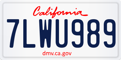 CA license plate 7LWU989