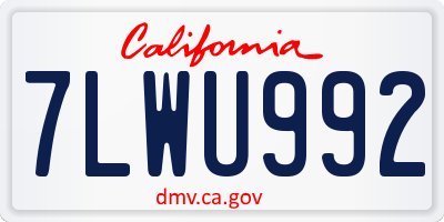 CA license plate 7LWU992
