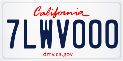 CA license plate 7LWV000